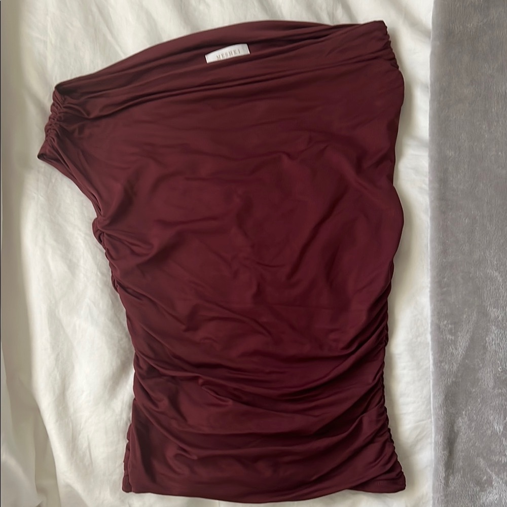 Meshki Burgundy One-Shoulder Dress